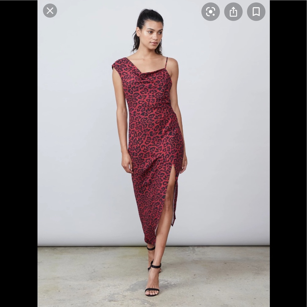 Allen Schwartz red leopard print dress size 0 NWOT